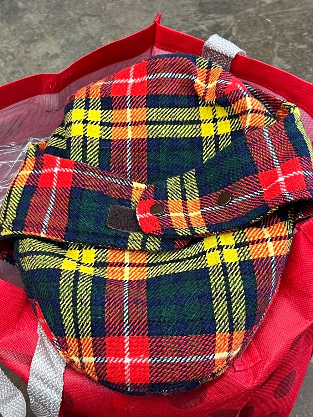 Tartan Plaid Bucket Hat in Red & Yellow